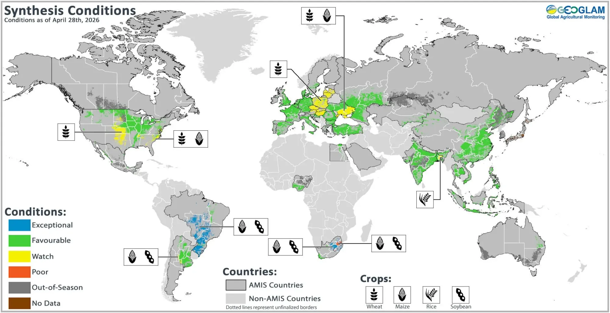 Commenti sul GEOGLAM Crop Monitor No. 138 del 7 maggio 2026. Aggiornamento El Nino.