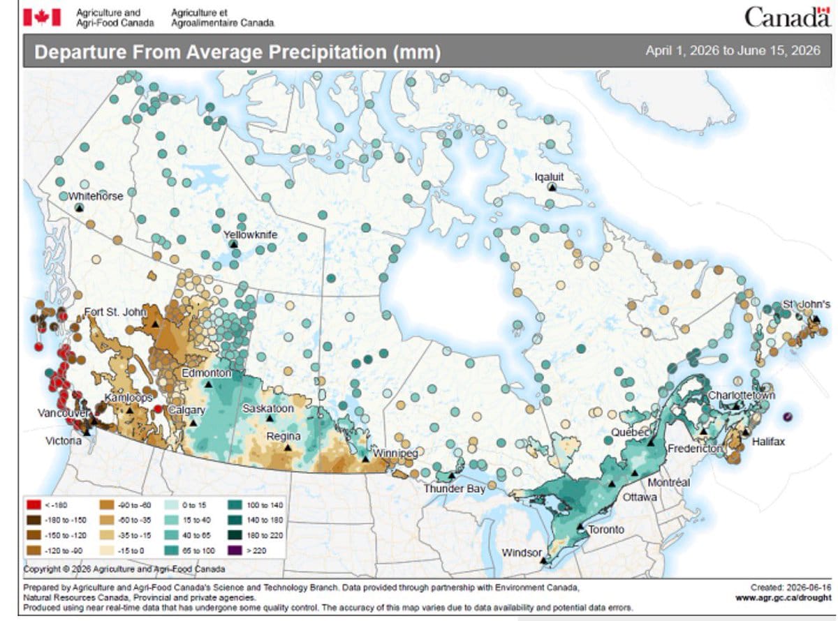Canada: meno superfici seminate a duro e situazione piogge nelle Prairies